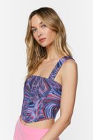 Women's Abstract Print Corset Crop Top in Dusk Large