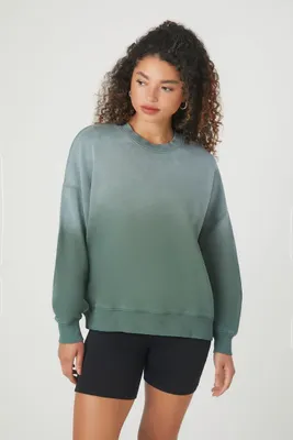 Women's French Terry Drop-Sleeve Pullover in Green Small