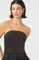 Women's Satin Tube Bodysuit in Black