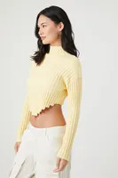 Women's Cropped Turtleneck Sweater in Pale Banana, XL