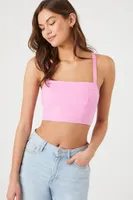 Women's Smocked Tie-Back Crop Top in Dawn Pink Medium