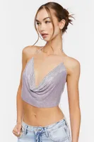 Women's Cowl Neck Chainmail Halter Top in Lavender