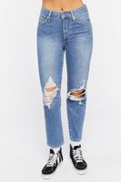 Women's Recycled Cotton Distressed Mom Jeans Denim,