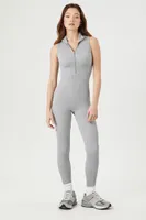 Women's Seamless Zip-Up Jumpsuit in Heather Grey Large