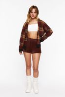 Women's Fuzzy Knit Shorts in Chocolate Medium