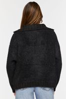 Women's Popcorn Knit Half-Zip Sweater in Black Small