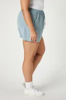 Women's Chambray Pocket Shorts in Blue, 0X