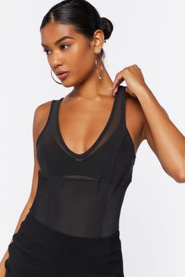 Women's Sleeveless V-Neck Bodysuit in Black Medium