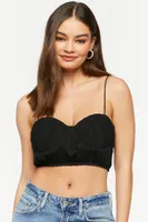 Women's Shirred Cropped Bustier Cami in Black Medium