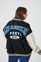 Women's Los Angeles Varsity Jacket in Black, 3X