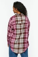 Women's Reworked Plaid High-Low Shirt Brown/Pink