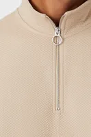 Men Quarter-Zip Long-Sleeve Top in Taupe Medium