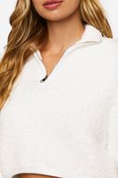 Women's Fuzzy Half-Zip Sweater White