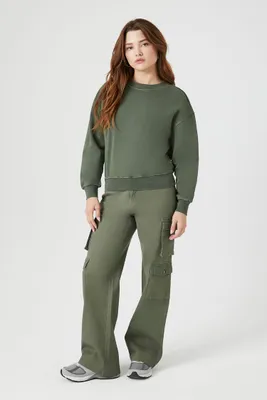 Women's Mid-Rise Straight-Leg Cargo Pants in Olive Medium