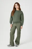 Women's Mid-Rise Straight-Leg Cargo Pants in Olive Large