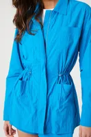 Women's Drawstring Utility Jacket in Ibiza Blue Medium