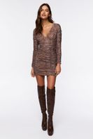 Women's Mesh Snakeskin Print Mini Dress in Brown Small