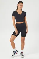 Women's Active Cropped V-Neck Tee in Black Large