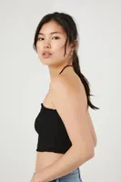 Women's Smocked Tube Crop Top in Black Small