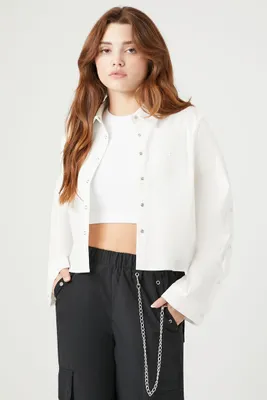 Women's Cropped Snap-Button Shirt