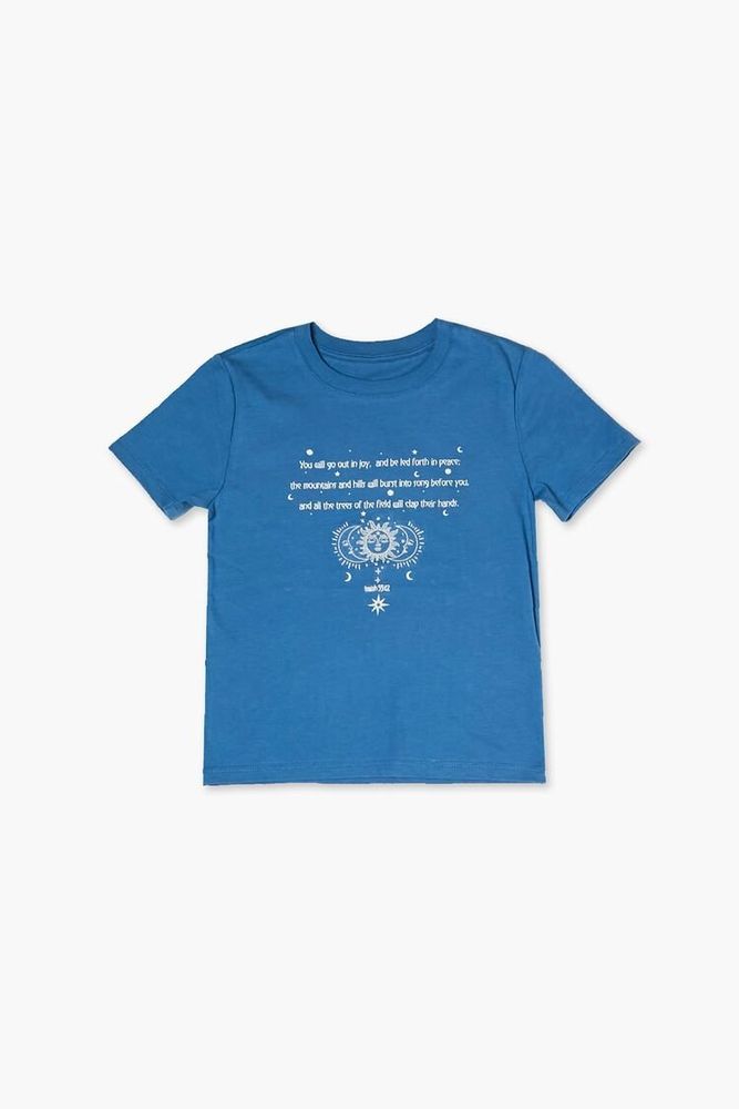 Girls Organically Grown Cotton T-Shirt (Kids) in Blue/Cream, 13/14