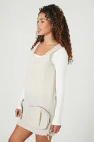 Women's Cargo Pocket Mini Dress in Birch Small