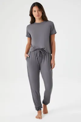 Women's Drawstring Jersey Pajama Pants in Grey Small