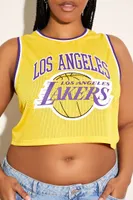 Women's Los Angeles Lakers Mesh Tank Top in Yellow, 1X