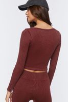 Women's Seamless Ribbed Crop Top in Merlot, M/L