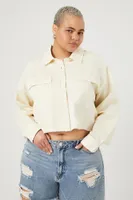 Women's Twill Cropped Shirt Ivory,