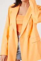 Women's Linen-Blend Double-Breasted Blazer in Cantaloupe Medium