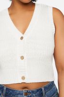 Women's Sweater-Knit Cropped Vest in Vanilla, 0X