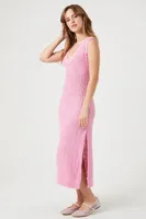 Women's Sleeveless Open-Knit Midi Dress Pink