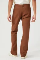 Men Twill Mid-Rise Flare Pants Brown,