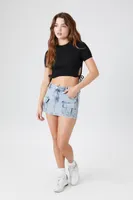 Women's Sweater-Knit Cutout Cropped T-Shirt