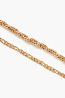 Women's Rope & Figaro Chain Bracelet Set in Gold