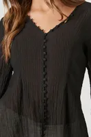 Women's Handkerchief Chiffon Top in Black Medium