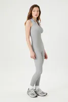 Women's Seamless Zip-Up Jumpsuit in Heather Grey Large