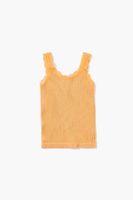 Girls Seamless Lace-Trim Tank Top (Kids) in Orange Small