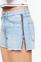 Women's Frayed Zipper-Trim Denim Shorts in Light Denim, 26