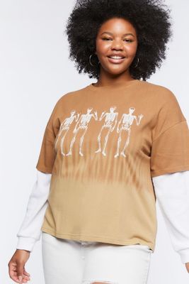 Women's Skeleton Graphic Combo T-Shirt in Maple, 3X