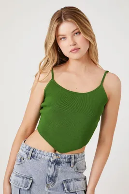 Women's Sweater-Knit Cropped Cami in Avocado Large