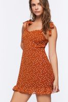 Women's Polka Dot Print Sweetheart Dress Tan/White