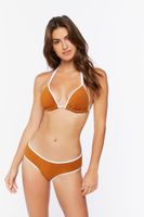 Women's Contrast-Trim Hipster Bikini Bottoms in Maple Medium