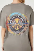 Women's Reno Racing Oversized Graphic T-Shirt in Charcoal, Size XL