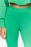 Women's Fleece Raw-Cut Flare Sweatpants in Green Medium