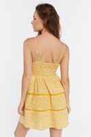 Women's Floral Print Mini Dress in Yellow Medium