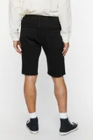 Men Embroidered Wire & Roses Denim Shorts in Black, 31