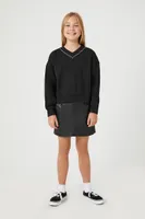 Girls Rhinestone-Trim Pullover Sweater (Kids) in Black, 5/6