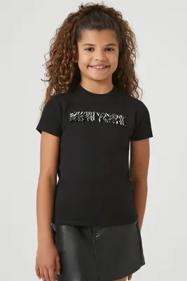 Girls Zebra New York T-Shirt (Kids) in Black, 11/12